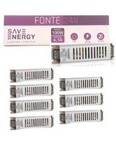 8 Fonte Driver Save Energy Bivolt 24v 100w 4,1A Para Perfil de Fitas Led