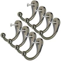 8 Ganchos Cromado Cabide Parede Toalha Vertical 8 Parafusos