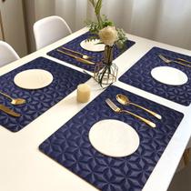 8 Jogo Americano Geo Alto Padrão Impermeável Az Pvc