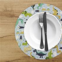 8 Jogo Americano Infantil Redondo Dinossauro Azul