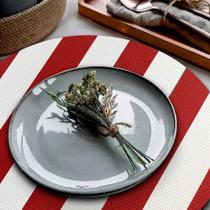 8 Jogo Americano Navy Alto Padrão Impermeável Redondo Br Vm