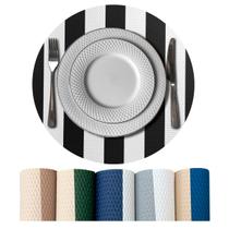 8 Jogo Americano Navy Alto Padrão Impermeável Redondo Vr