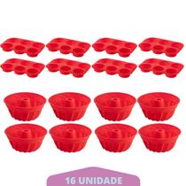 8 Kit Forma Cupcake + Forma Espiral Sortida Pudim Silicone