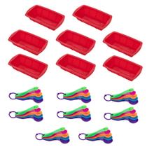 8 kit Forma P/ Pães Sortida Silicone + Colher Medidora 5Pç 8 kit Forma P/ Pães Sortida Silicone + Colher Medidora 5Pç