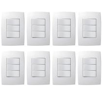 8 Kit Interruptor C/ Placa 3m Simples Branco 250v Pialplus