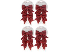 8 Laços de Natal Vermelho Gliter NATAL129V