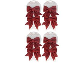 8 Laços de Natal Vermelho Gliter NATAL129V - Casambiente 8 Laços de Natal Vermelho Gliter NATAL129V - Casambiente