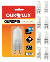 8 Lâmpada Halógena Bipino G9 60w 127v Ourolux Luz Amarelada 2800K 8 Lâmpada Halógena Bipino G9 60w 127v Ourolux Luz Amarelada 2800K