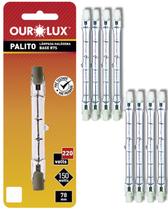 8 Lâmpada Halógena Palito Ourolux 150w 220v Luz Amarela
