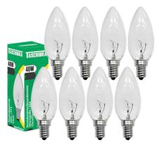 8 Lâmpada Incandescente Taschibra Vela 40w 2700k E14 127v