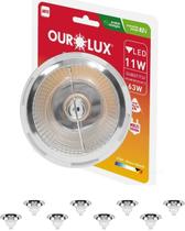 8 Lâmpadas Ar111 Led 11w Bivolt 24 Graus Gu10 Cor da Luz 2700K Amarela Ourolux