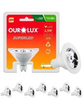 8 Lâmpadas Ar70 De Led 4,5w Bivolt 24 Graus Base Gu10 2700K Luz Amarela Ourolux 8 Lâmpadas Ar70 De Led 4,5w Bivolt 24 Graus Base Gu10 2700K Luz Amarela Ourolux