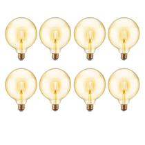 8 Lâmpadas Filamento Led G125 Decorativa 4w Bivolt E27 Varal Luz Retrô Vintage Lustre Amarelo Âmbar