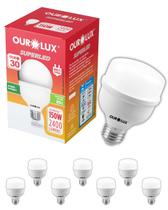 8 Lâmpadas LED 30w Bivolt Base E27 Cor Da Luz Branco Quente Ourolux