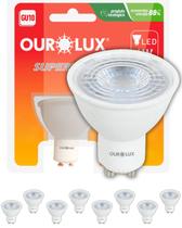 8 Lâmpadas LED Dicróica Ourolux 4w Gu10 Bivolt 2700K Cor da Luz Amarela