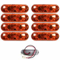 8 Lanterna Ônibus Caminhão Vigia Teto Cromada 2 LED 24 Volts AM