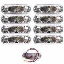 8 Lanterna Ônibus Caminhão Vigia Teto Cromada 2 LED 24 Volts CR