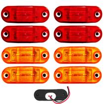 8 Lanterna Teto Caminhão Baú Van 2 LED BIVOLT +Chicote VM/AM