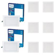 8 Luminária Plafon Led 12w Philips 6500k Bivolt 900lm Quad.