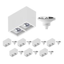 8 Luminária Sobrepor P/ 2 Lâmpada Boxit + 2 Lâmpada AR111 12W 4000K 8 Luminária Sobrepor P/ 2 Lâmpada Boxit + 2 Lâmpada AR111 12W 4000K
