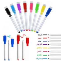 8 Marcador Quadro Branco Canetinha Colorida Apagador E Ímã Na Tampa