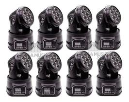 8 Mini Moving Head Wash 18 Quadrileds Rgbw Iluminação Dj