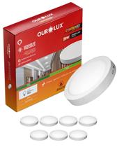 8 Painel CONTROLED Sensor de Presença 18W Cor da Luz 6500K Branco Frio Redondo Sobrepor Ourolux