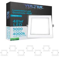 8 Painel LED Embutir Volter 48W Bivolt Luz Neutra Quadrado