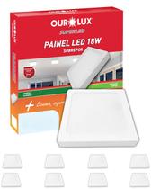 8 Painel Plafon Ourolux Sobrepor 18w Bivolt Cor da Luz Branco Neutro 4000k Quadrado 8 Painel Plafon Ourolux Sobrepor 18w Bivolt Cor da Luz Branco Neutro 4000k Quadrado