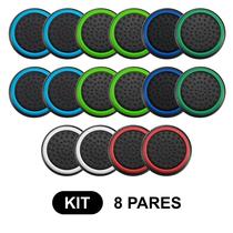 8 Pares de Grips p/ controle Anti Derrapante Silicone Botão Analógico do Joystick Playstation PS3 PS4 PS5 Xbox One Series Nintendo Compatível
