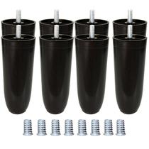 8 Pé Box 12cm Conico Com Bucha Americana Fixo Preto Móveis Cama Colchao Poltrona Sofá Rack Estante Armário Cômodo