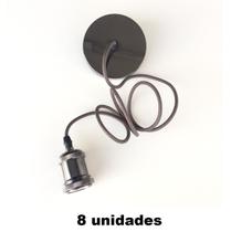 8 Pendente Industrial Aluminio Preto Perola Bancada Ali83 8 Pendente Industrial Aluminio Preto Perola Bancada Ali83