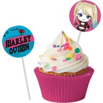 8 Picks Topo Decoração Doces Festa Arlequina Kids