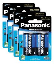 8 Pilhas Grande D Panasonic Comum R20 4 Cartelas C/2 Rádio
