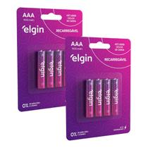 8 Pilhas Recarregável Aaa 3a Palito 900mah 2 Cartelas Elgin