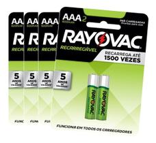 8 Pilhas Recarregável Econômica Rayovac Aaa 600 Mah 8 Pilhas Recarregável Econômica Rayovac Aaa 600 Mah