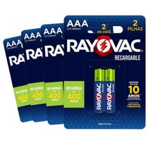 8 Pilhas Recarregável Econômica Rayovac Aaa 600 Mah
