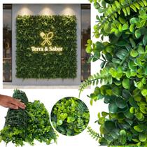 8 Placas de Folhagem Artificial Realista Painel Decorativo Linha Premium Verde para Parede e Jardins