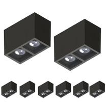 8 Plafon Boxit Duplo Dicróica MR16 Preto Save Energy