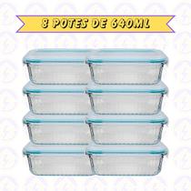 8 Pote Canelado Retangular 640ML Tampa Hermética Frutas Fit Alimentos 8 Pote Canelado Retangular 640ML Tampa Hermética Frutas Fit Alimentos