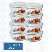 8 Pote de Vidro Hermetico c/ Tampa 4 Travas Redondo 400ML