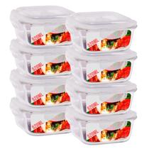 8 Pote de Vidro Hermetico Quadradao 520ML Marmita Forno Airfryer