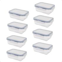 8 Pote Hermético Borossilicato Retangular 1040Ml Microondas