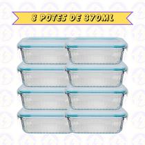 8 Pote Hermético Retangular Canelado 370ML Cor Sortida Marmita 8 Pote Hermético Retangular Canelado 370ML Cor Sortida Marmita
