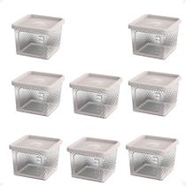8 Pote Para Alimentos Transparente Prisma 430ml Com Tampa