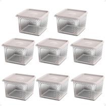 8 Pote Para Alimentos Transparente Prisma 850Ml Com Tampa