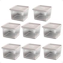 8 Pote Para Alimentos Transparente Prisma 850ml Com Tampa