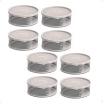 8 Pote Para Alimentos Transparente Redondo 370 ml Com Tampa