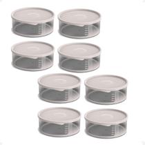 8 Pote Para Alimentos Transparente Redondo 370 Ml Com Tampa