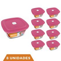 8 Potes de Vidro Facilita Quadrado 300ml Marinex Nadir
